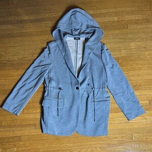 Theory Gray Hooded Blazer in Scuba Jersey- size M